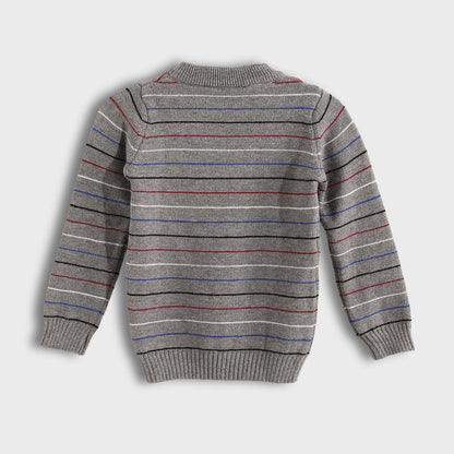 Boys Round Neck Thin Strips Pullover