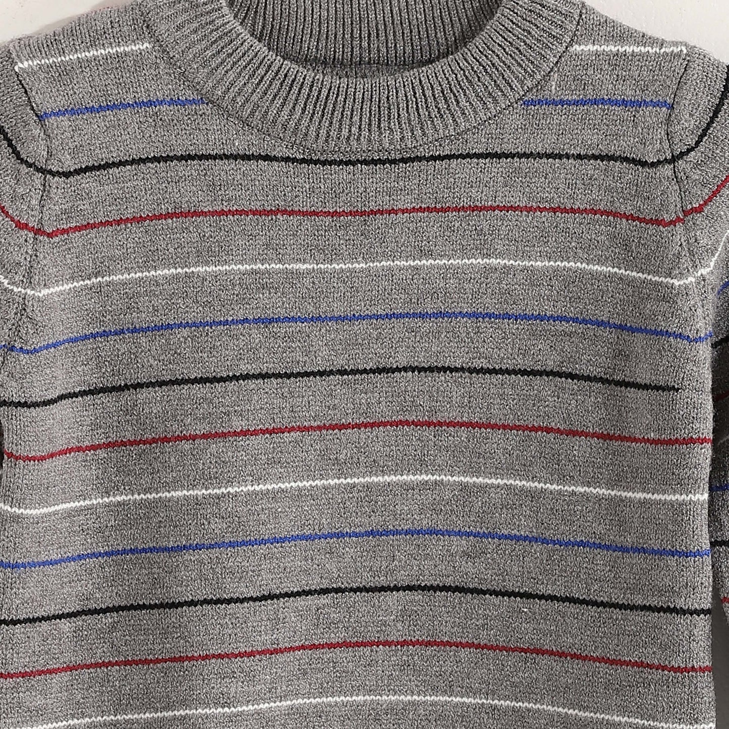 Boys Round Neck Thin Strips Pullover