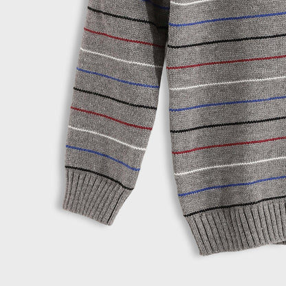 Baby Boys Round Neck Thin Strips Pullover