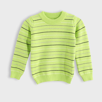 Baby Boys Round Neck Thin Strips Pullover