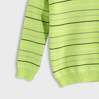 Boys Round Neck Thin Strips Pullover