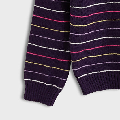 Boys Round Neck Thin Strips Pullover