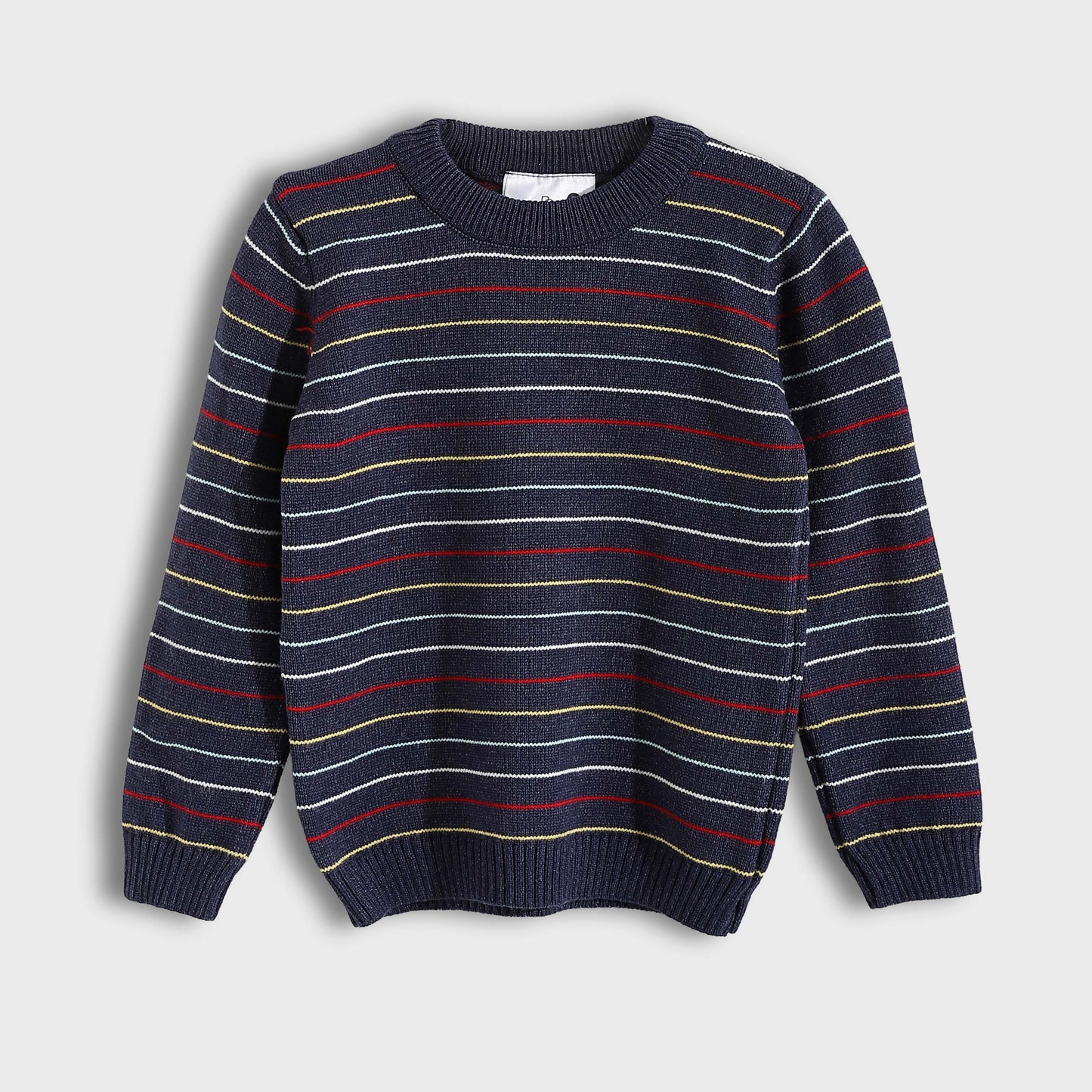 Boys Round Neck Thin Strips Pullover