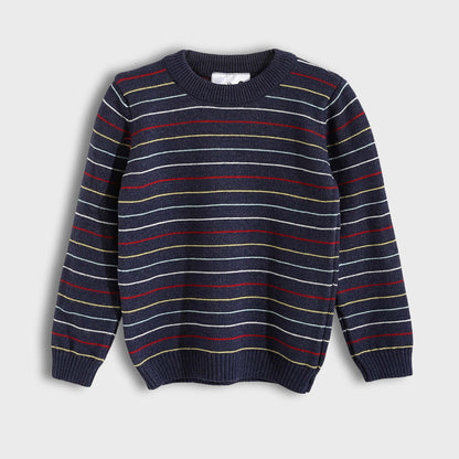 Baby Boys Round Neck Thin Strips Pullover