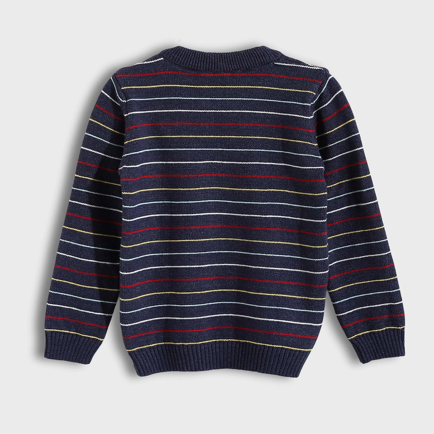 Boys Round Neck Thin Strips Pullover