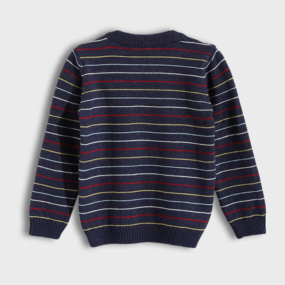Baby Boys Round Neck Thin Strips Pullover