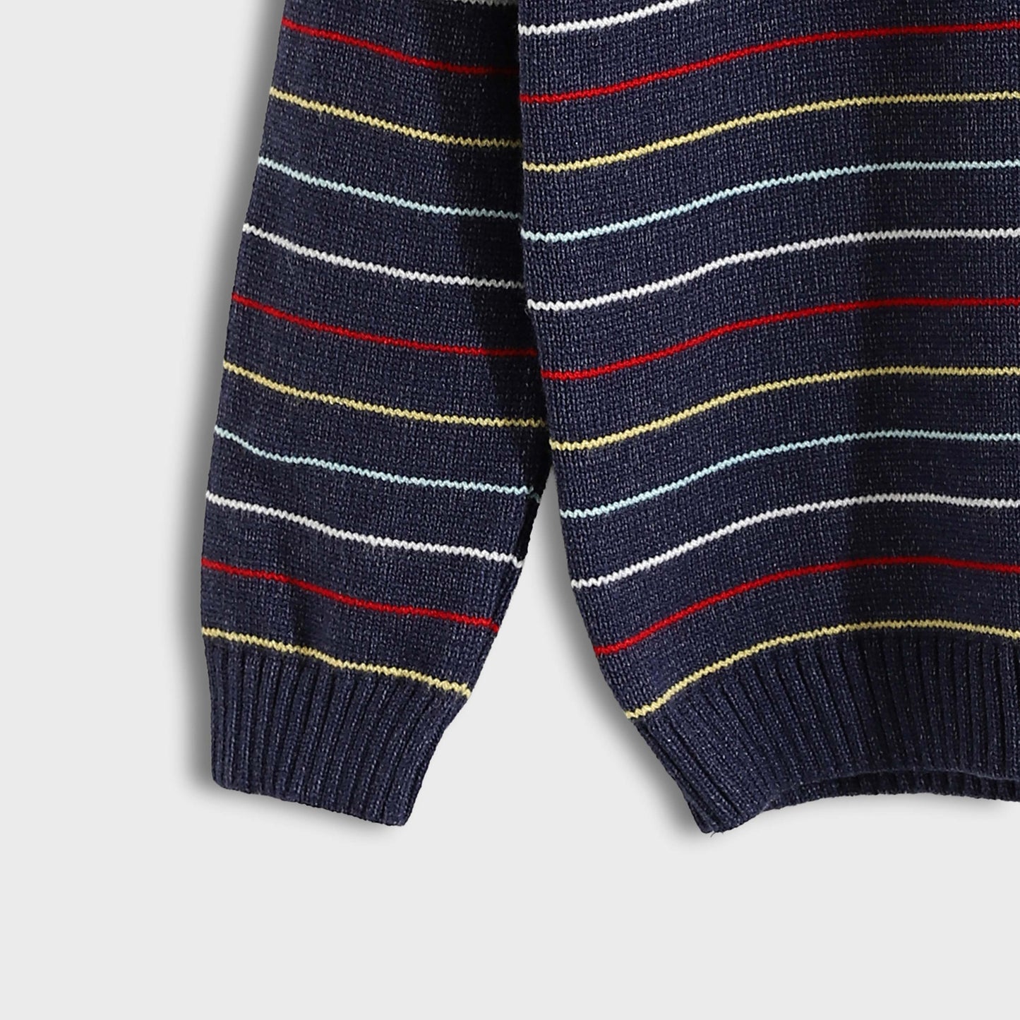 Boys Round Neck Thin Strips Pullover