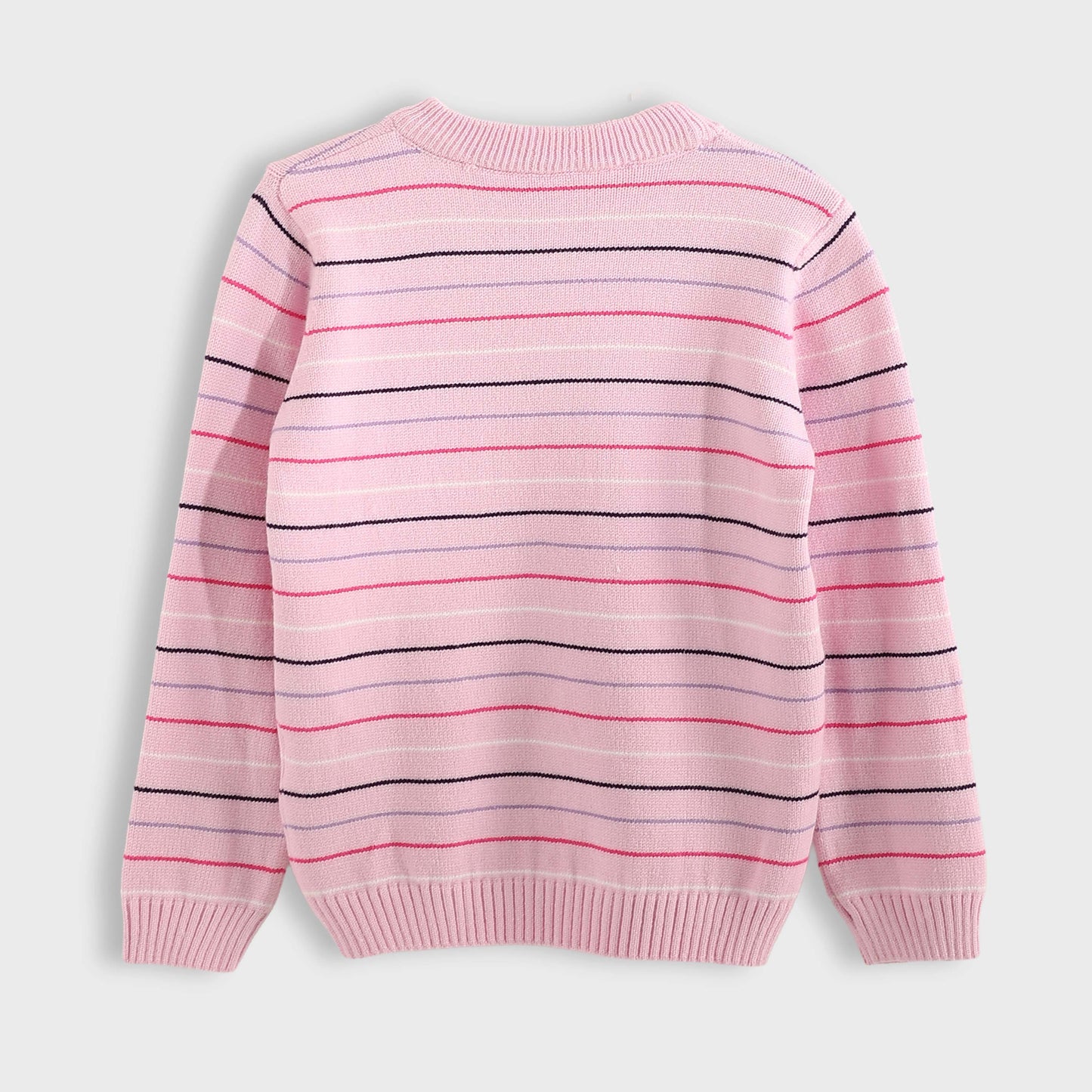 Baby Girls Round Neck Thin Strips Pullover