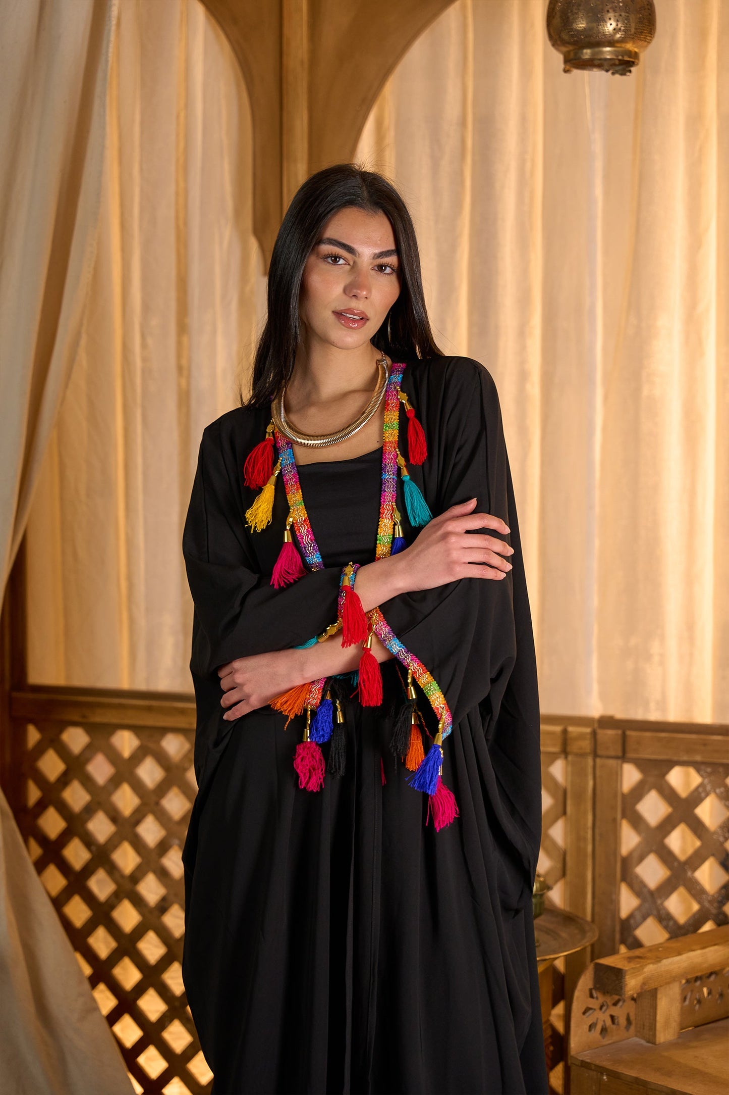 Kimono with Colorful Tassels