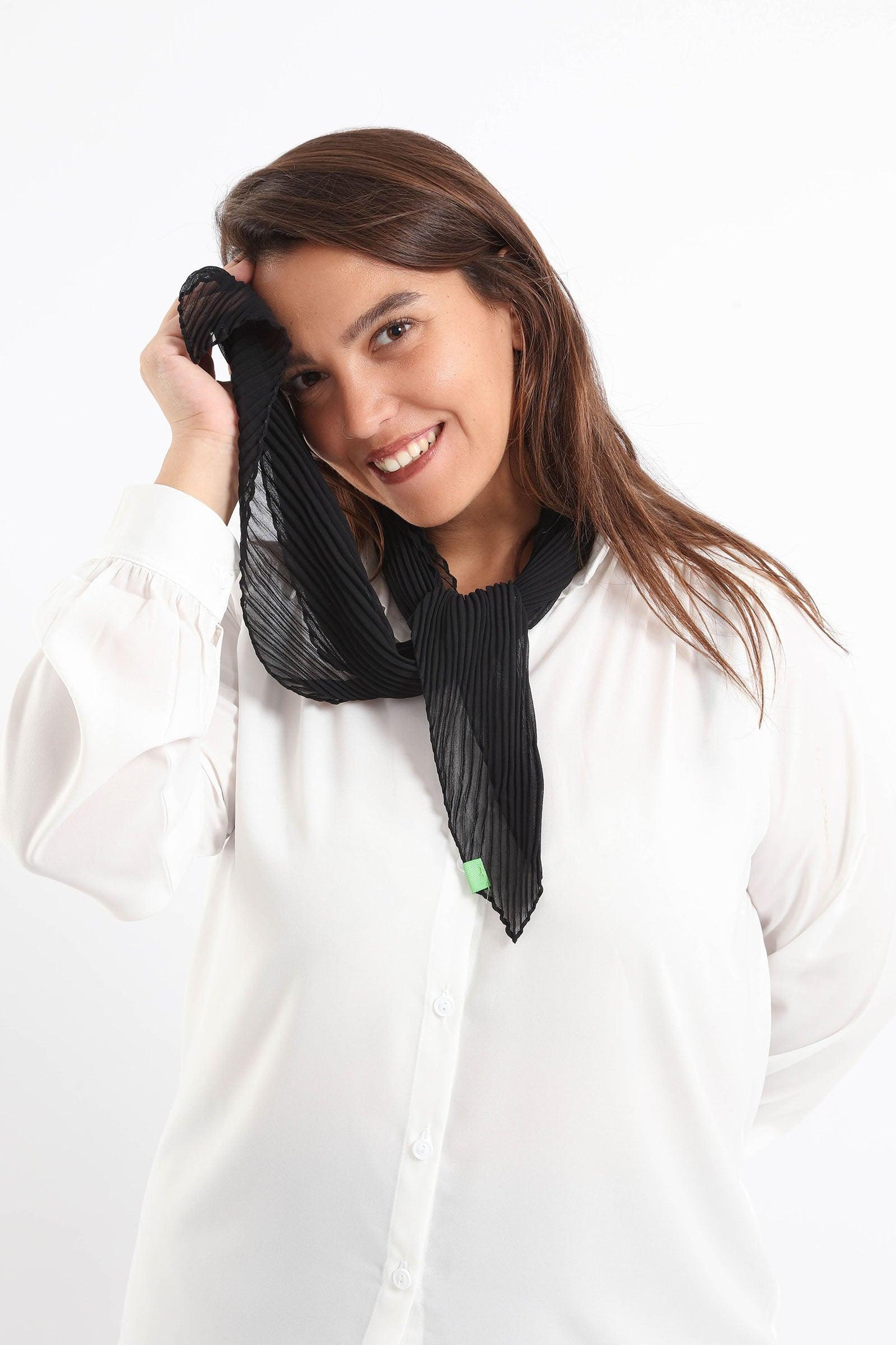 Black Chiffon Plisse Scarf