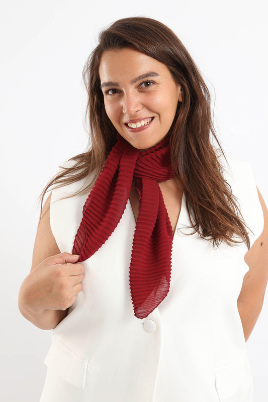 Wine Chiffon Plisse Scarf