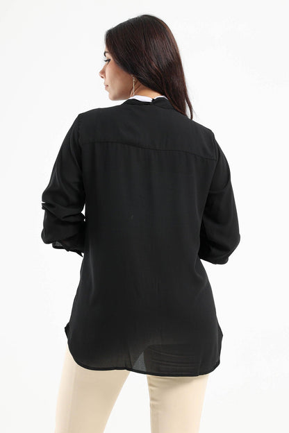 Crepe Blouse with Tie Knot