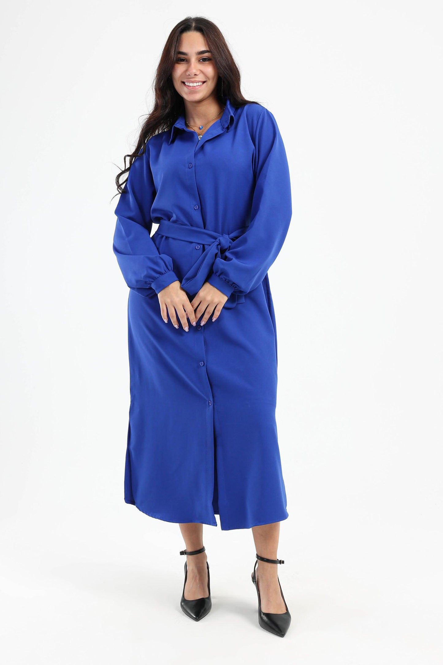 فستان قميص متوسط الطول