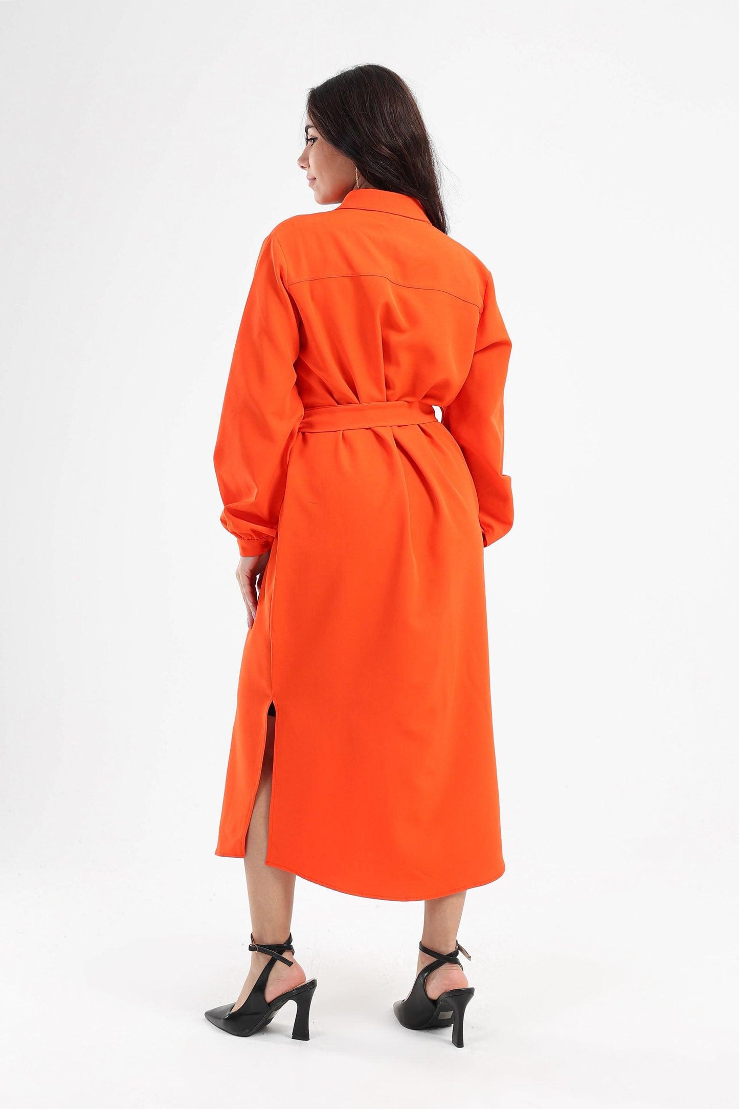 فستان قميص متوسط الطول