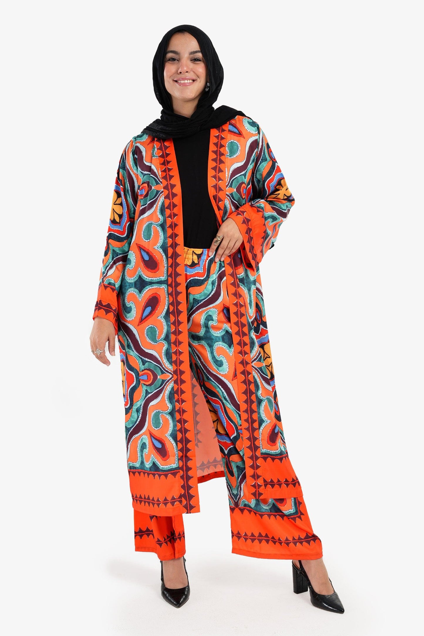 Satin Midi Length Kimono