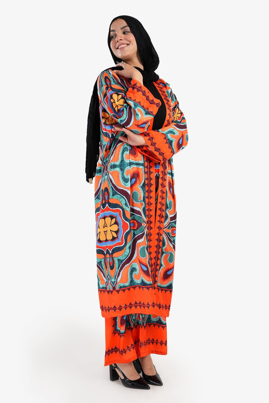 Satin Midi Length Kimono