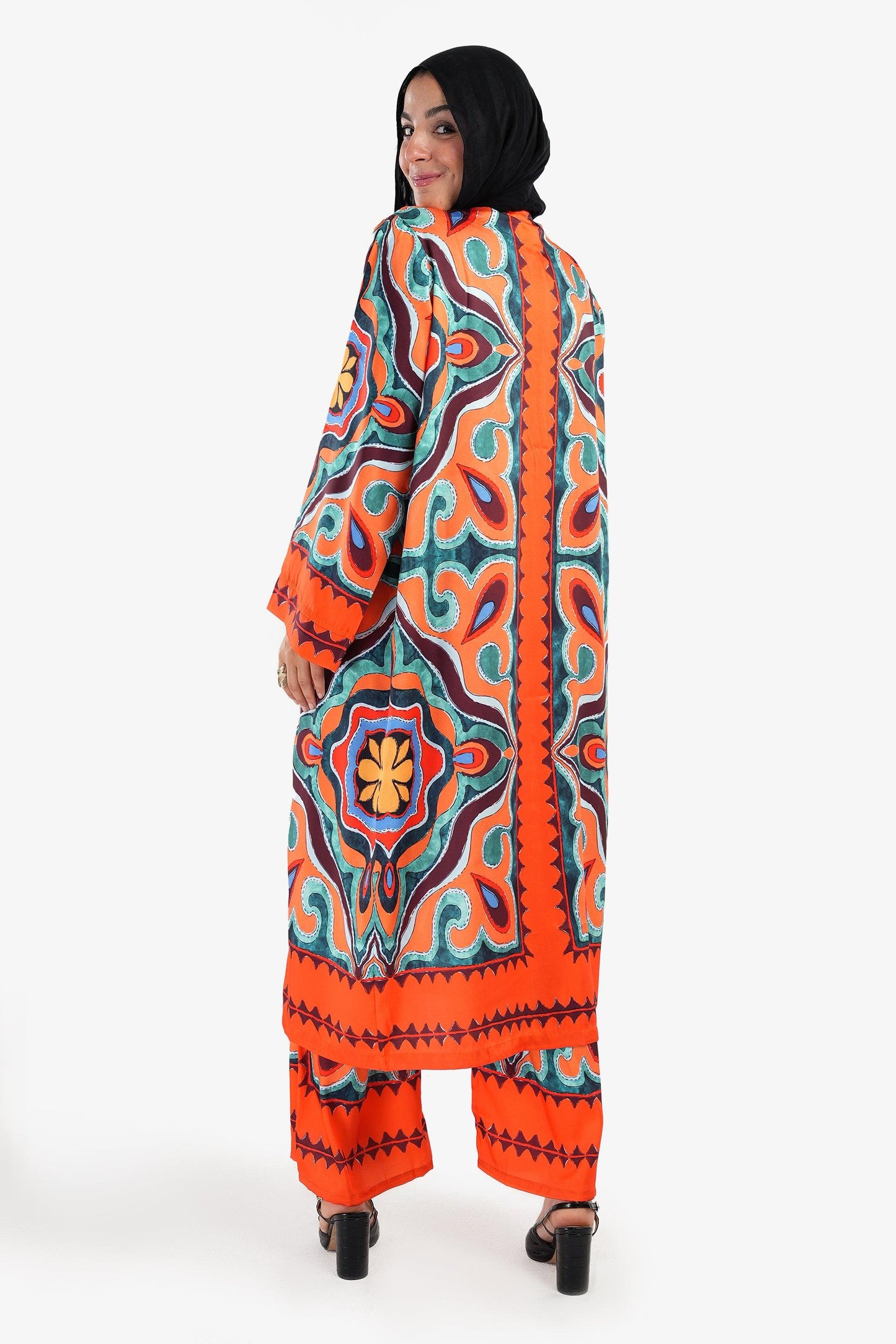 Satin Midi Length Kimono