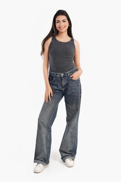 Plunge Neck Ribbed Top