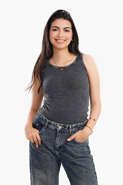 Plunge Neck Ribbed Top