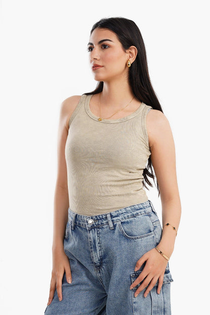 Plunge Neck Ribbed Top