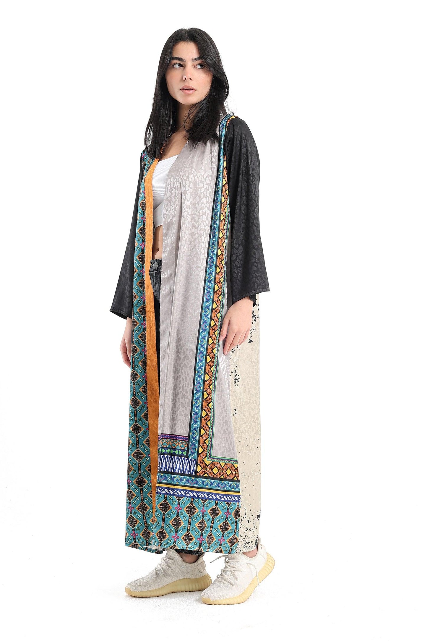 Satin Printed Long Kimono