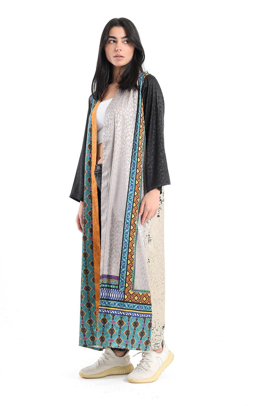 Satin Printed Long Kimono