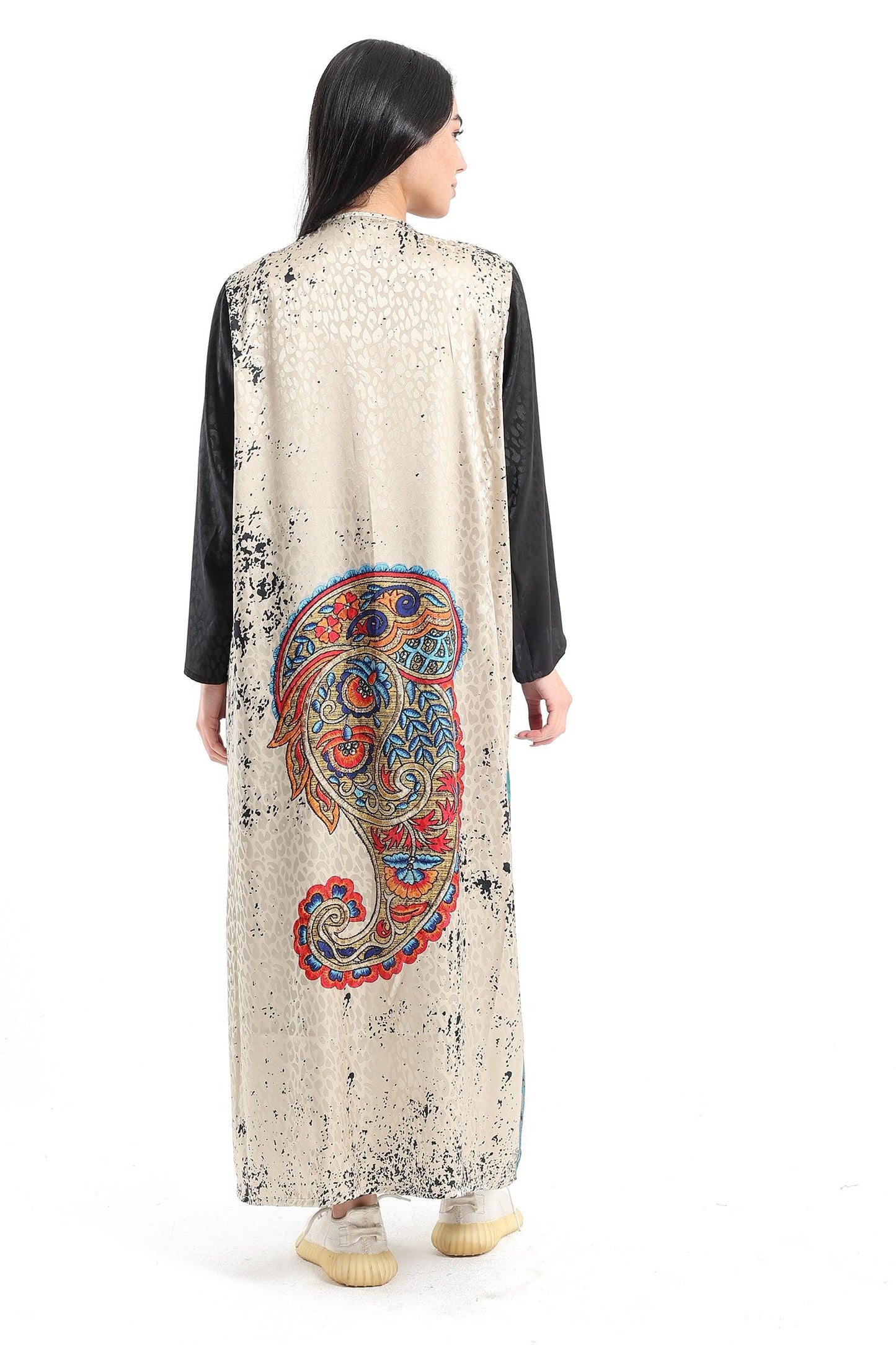 Satin Printed Long Kimono