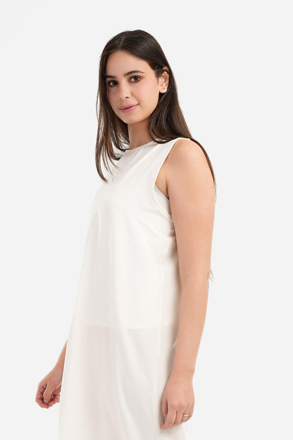 Round Neckline Sleeveless Dress