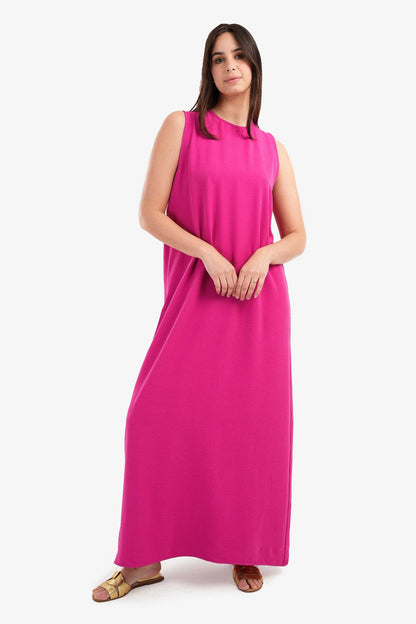 Round Neckline Sleeveless Dress