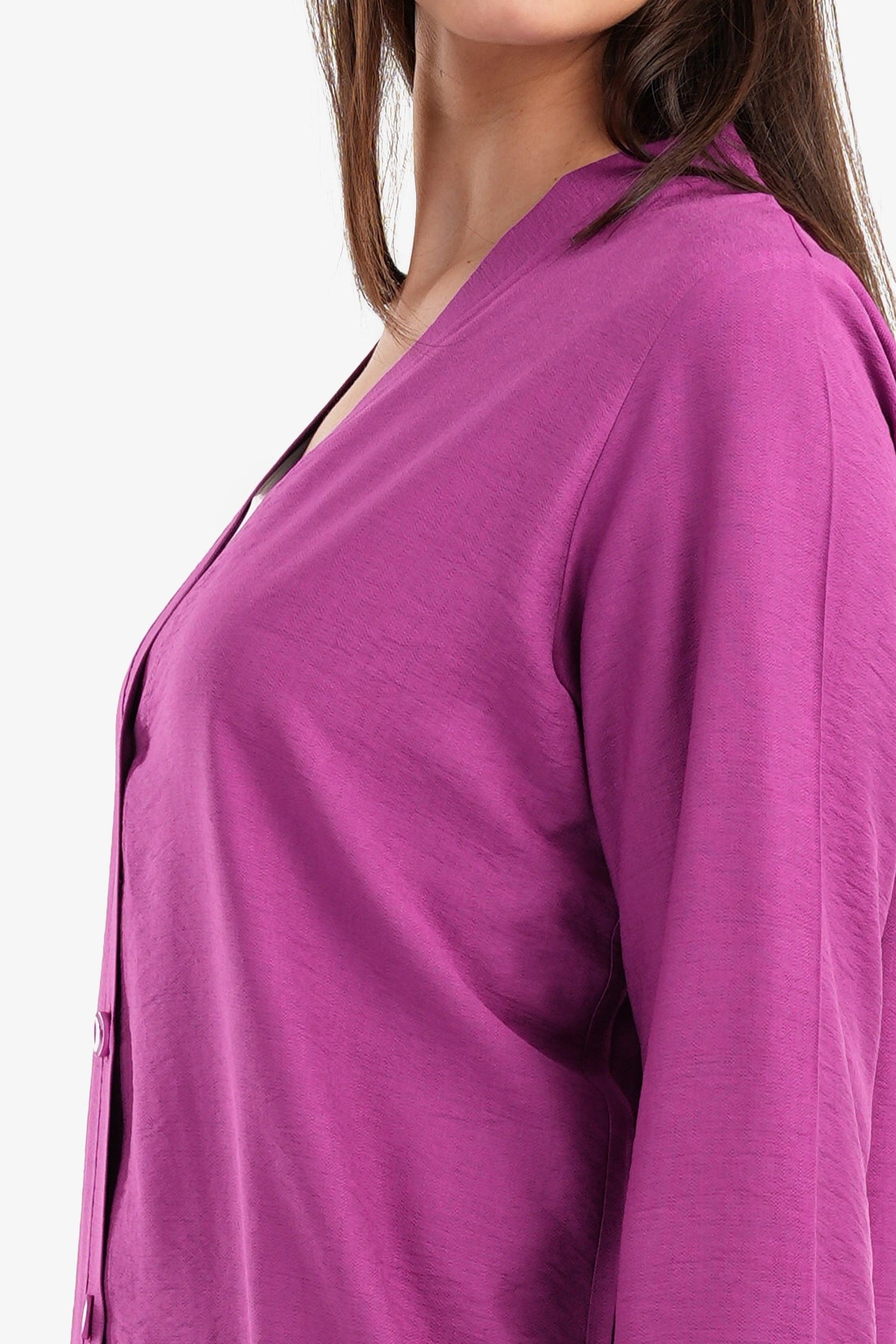 V-Neck Solid Shirt Dress