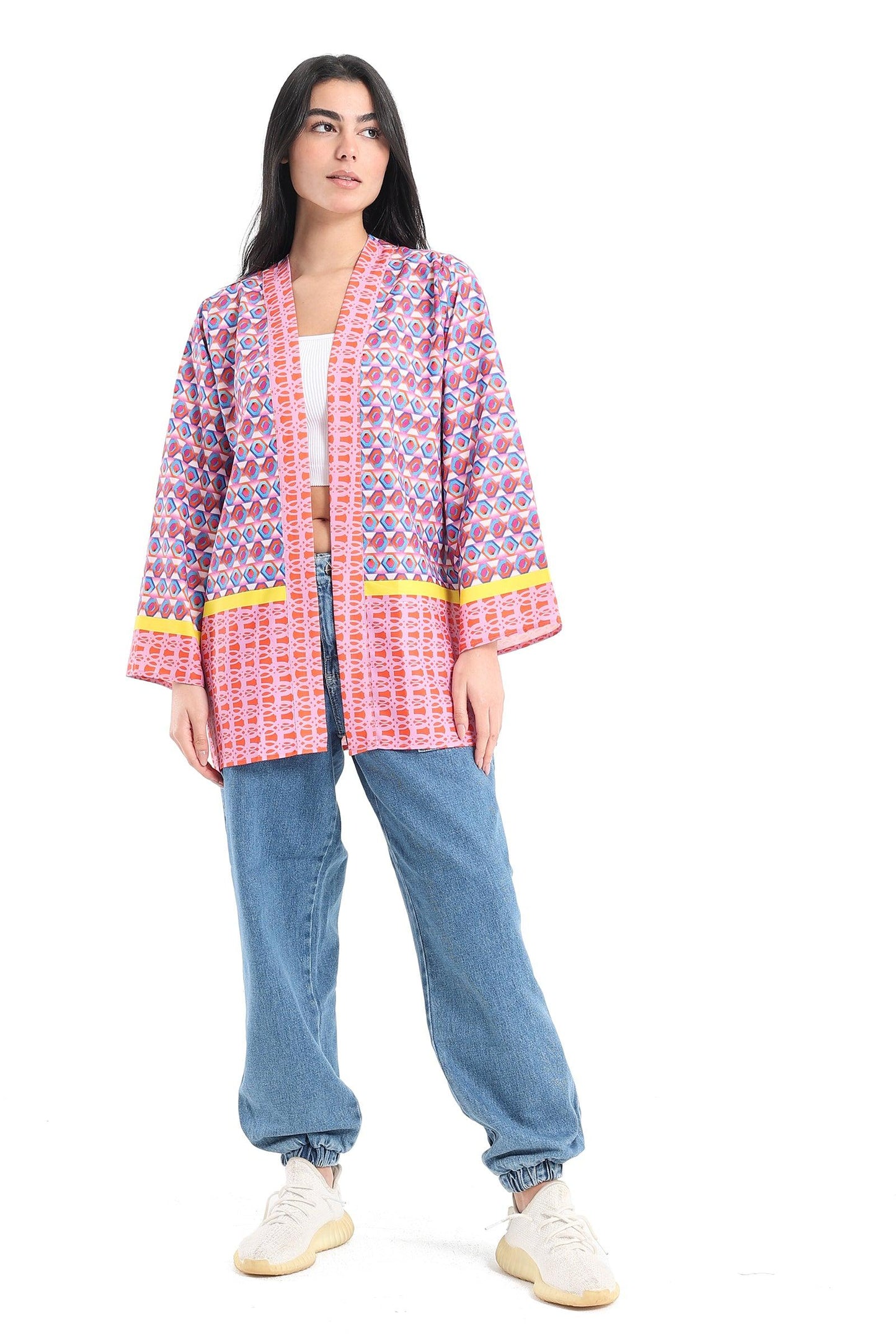 Voile Open Neckline Kimono