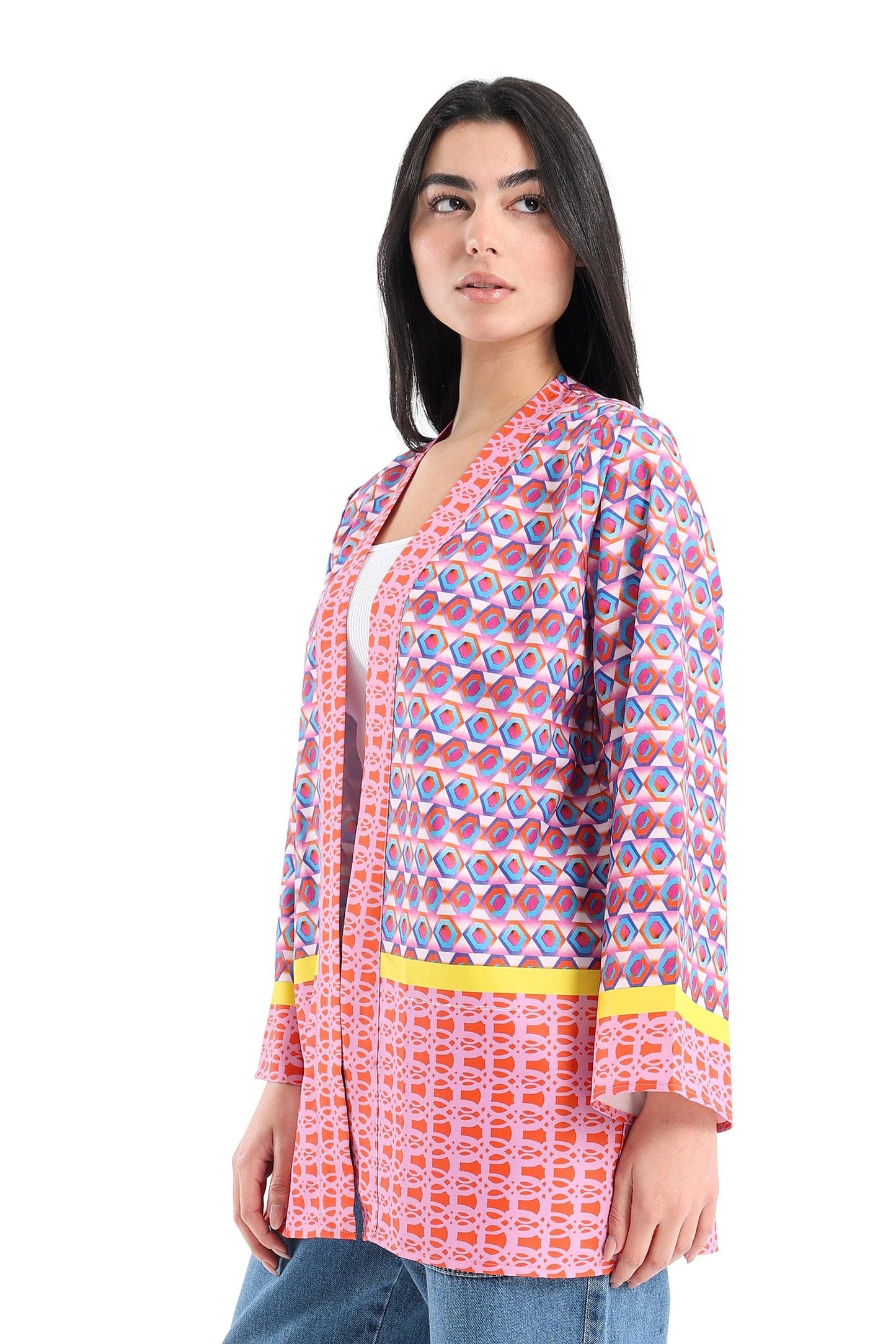 Voile Open Neckline Kimono