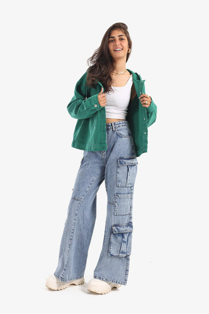 Hooded Oversized Denim Shirt