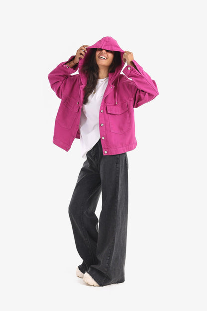 Hooded Oversized Denim Shirt