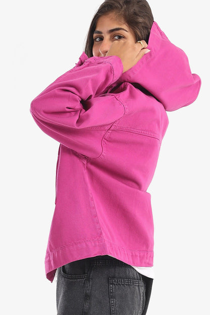 Hooded Oversized Denim Shirt