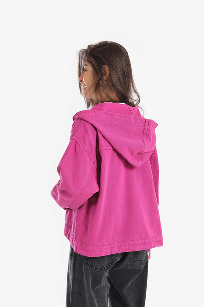 Hooded Oversized Denim Shirt