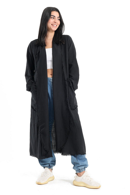 Plain Kimono with Tassel Hem