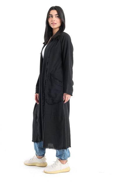 Plain Kimono with Tassel Hem