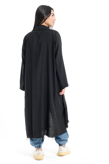 Plain Kimono with Tassel Hem