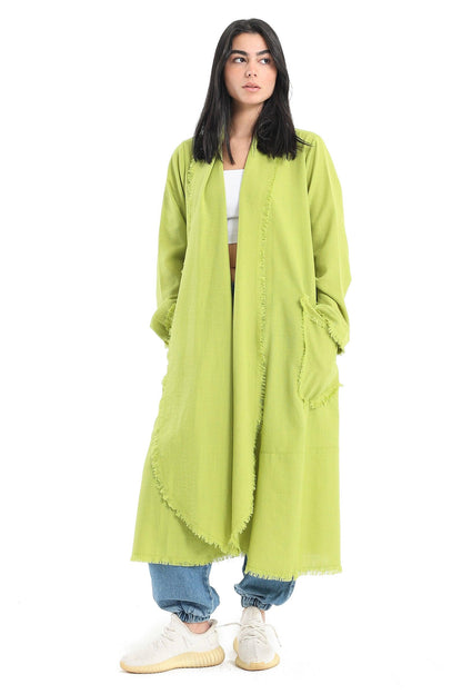 Plain Kimono with Tassel Hem