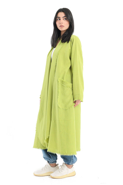 Plain Kimono with Tassel Hem