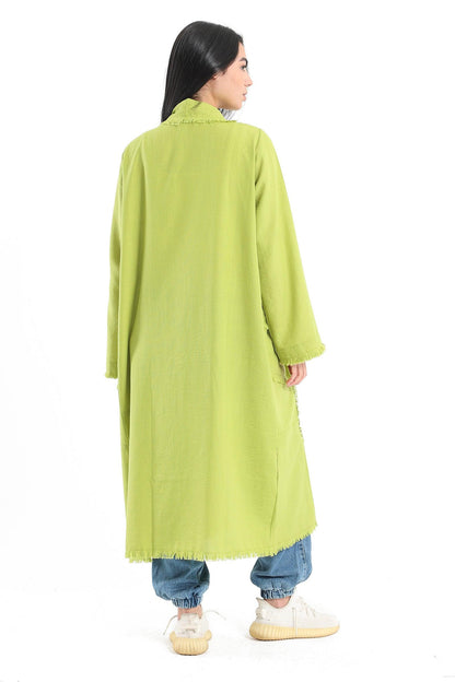 Plain Kimono with Tassel Hem