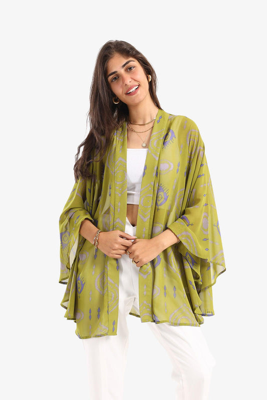 Kimono with Flowy Ruffled Sleeves