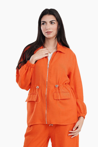 Casaul Jacket with Elastic Waist