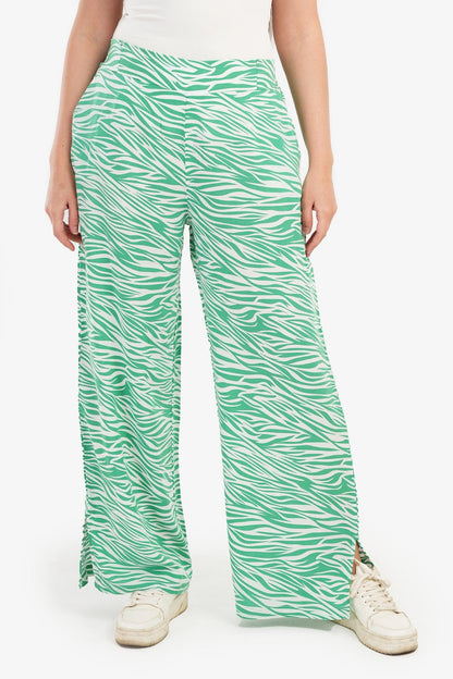 Bi-Tone Printed Pants with Slits