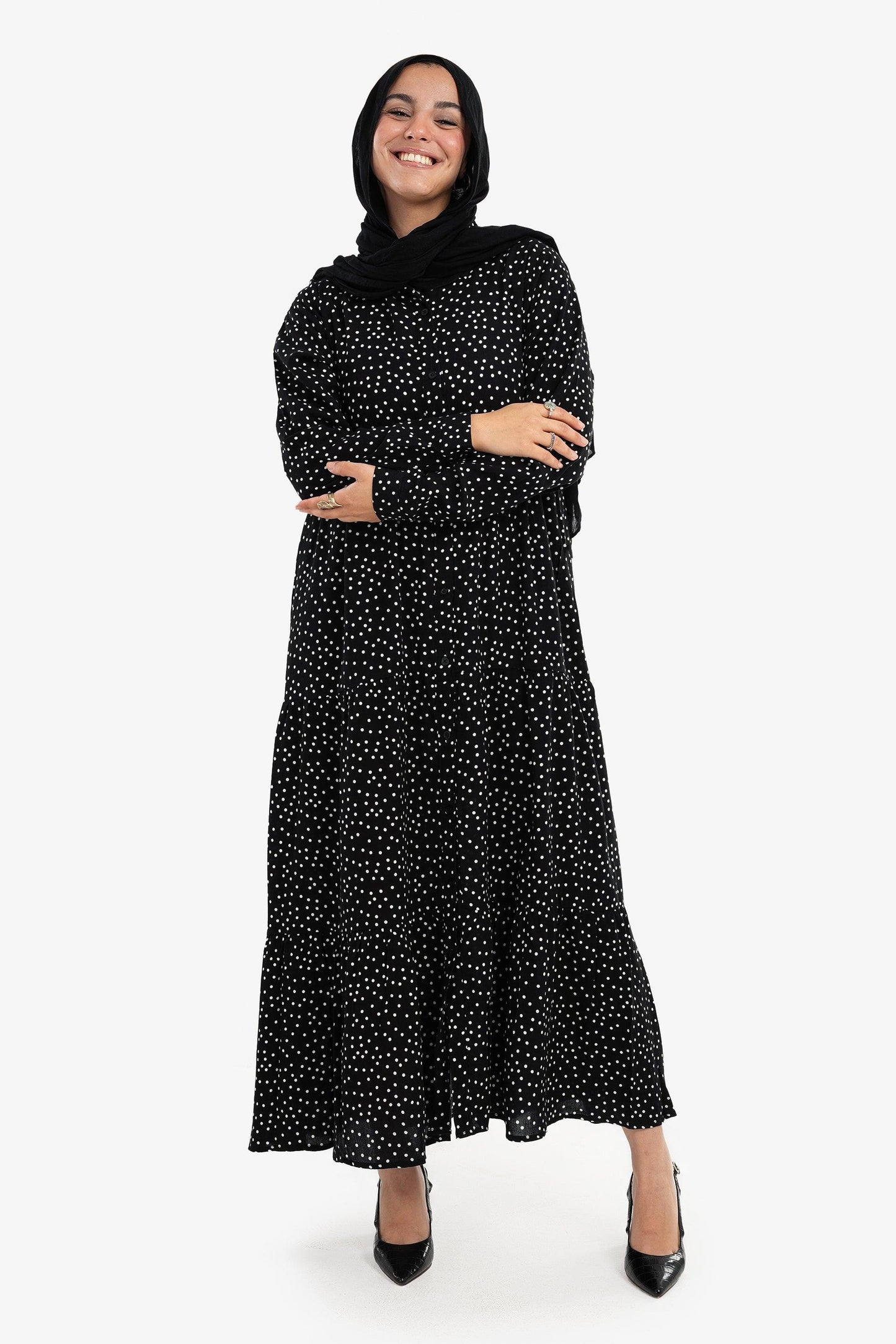 Polka Dots Black Dress