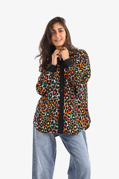 قميص كريب بطبعة جلد النمر