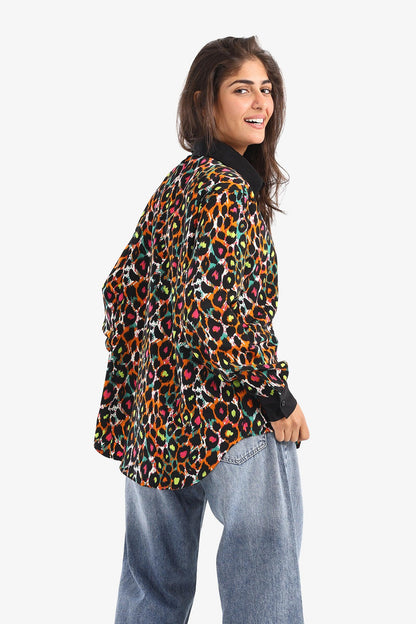 قميص كريب بطبعة جلد النمر