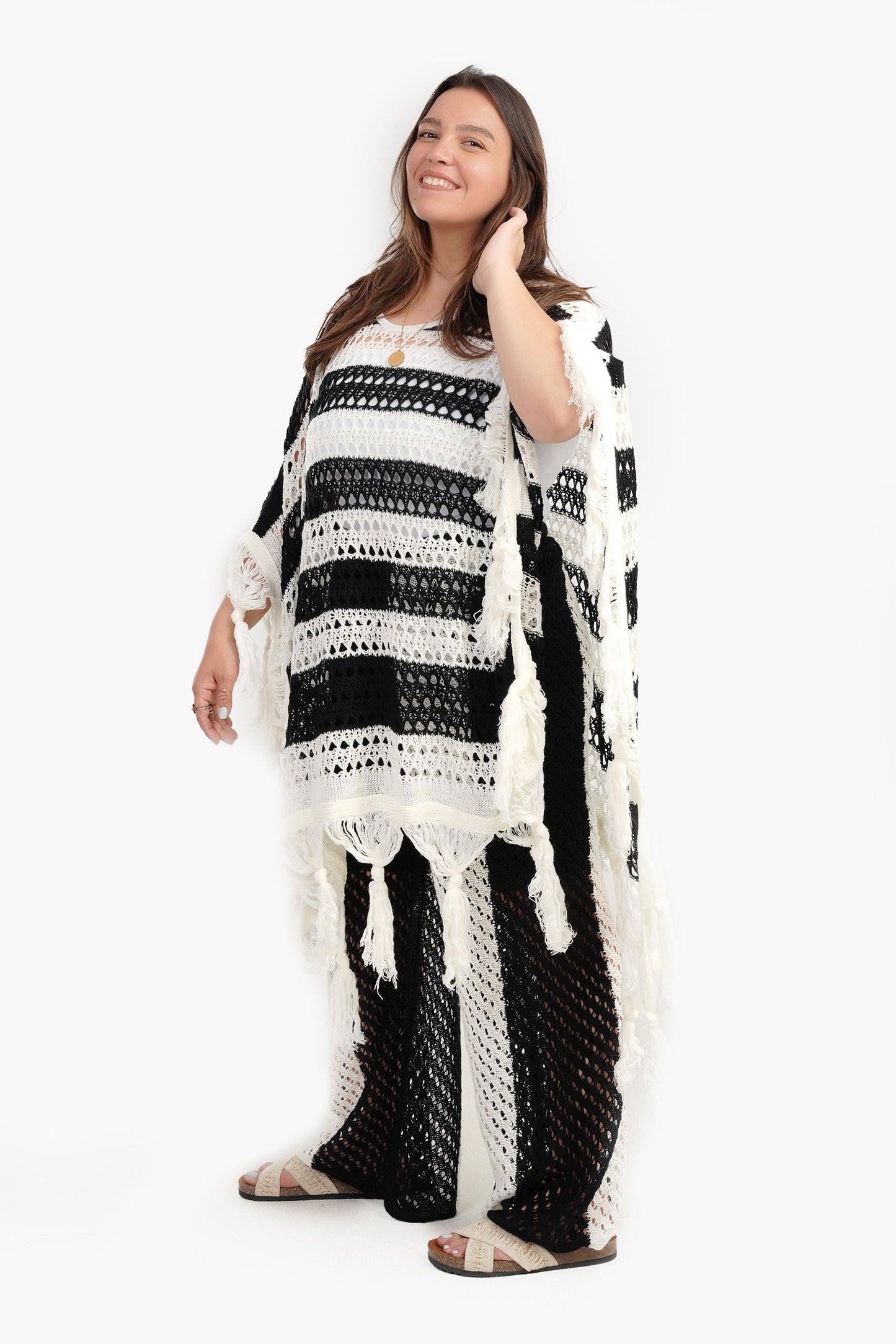 Trico Poncho with Fringes