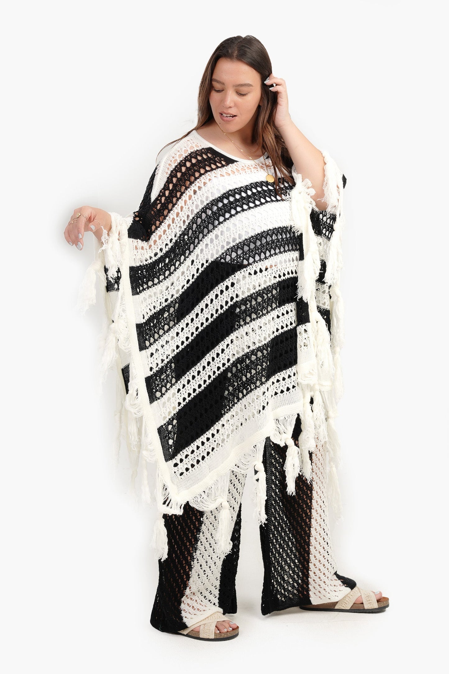 Trico Poncho with Fringes